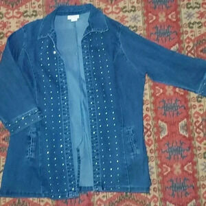 NWOT Tia Denim Light-Weight Open Front Jacket Blazer